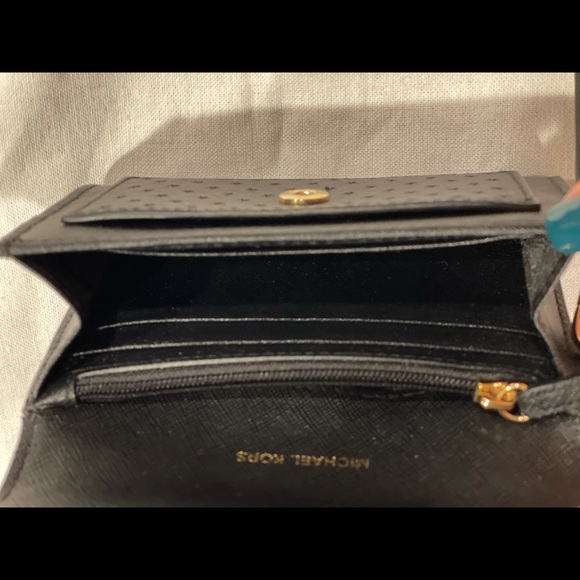 Honey Perforated Saffiano Leather Wristlet - Picture 6 of 9